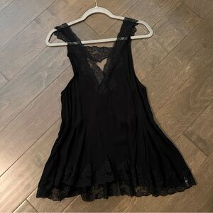 Free People Black Lace Trim Camisole